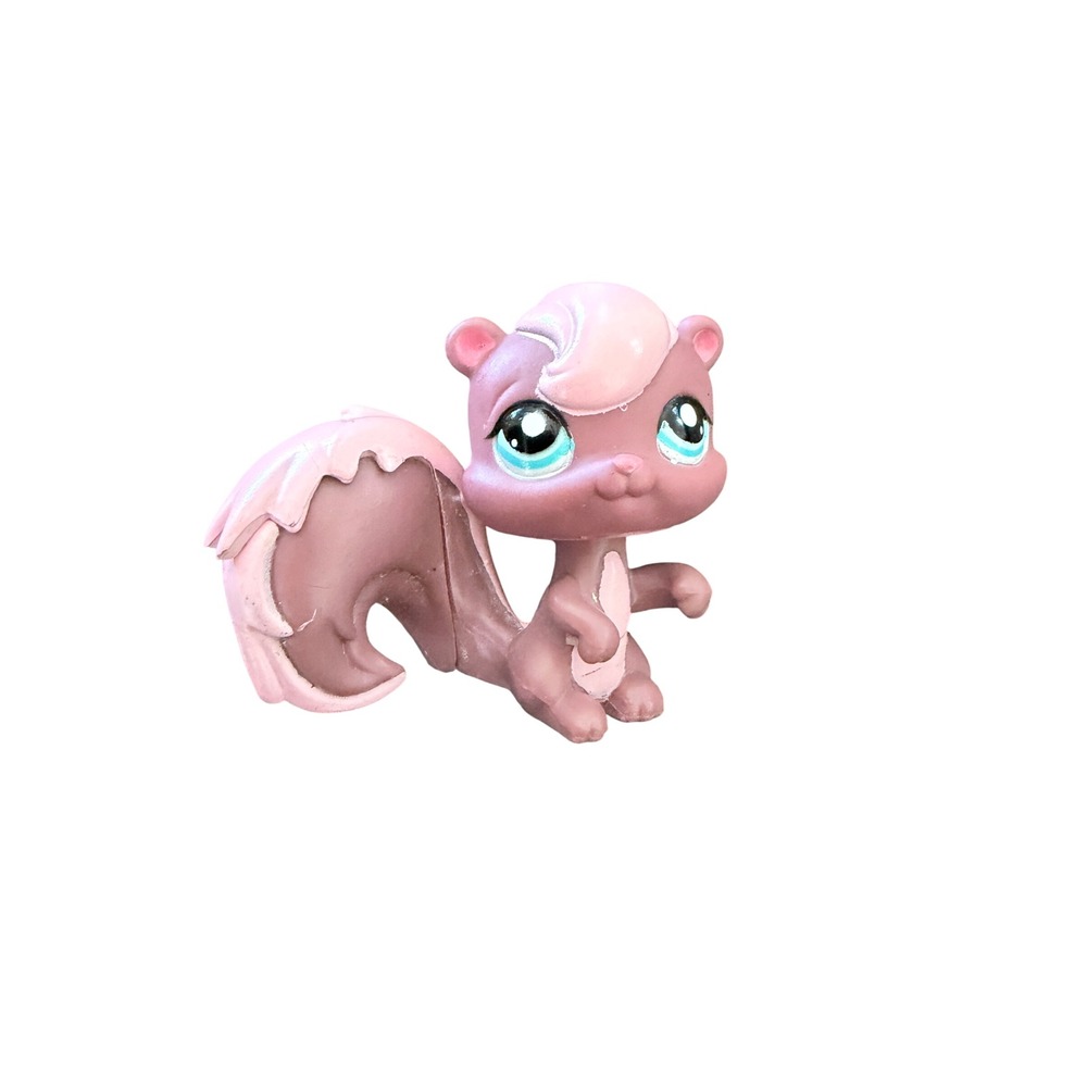 Littlest Pet Shop Skunk Mauve Pink Teal Eyes Hasbro 2007 Vintage Figure